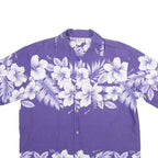 KALENA FASHIONS Mens Purple & White Hawaiian Shirt L Summer Floral Print