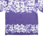 KALENA FASHIONS Mens Purple & White Hawaiian Shirt L Summer Floral Print