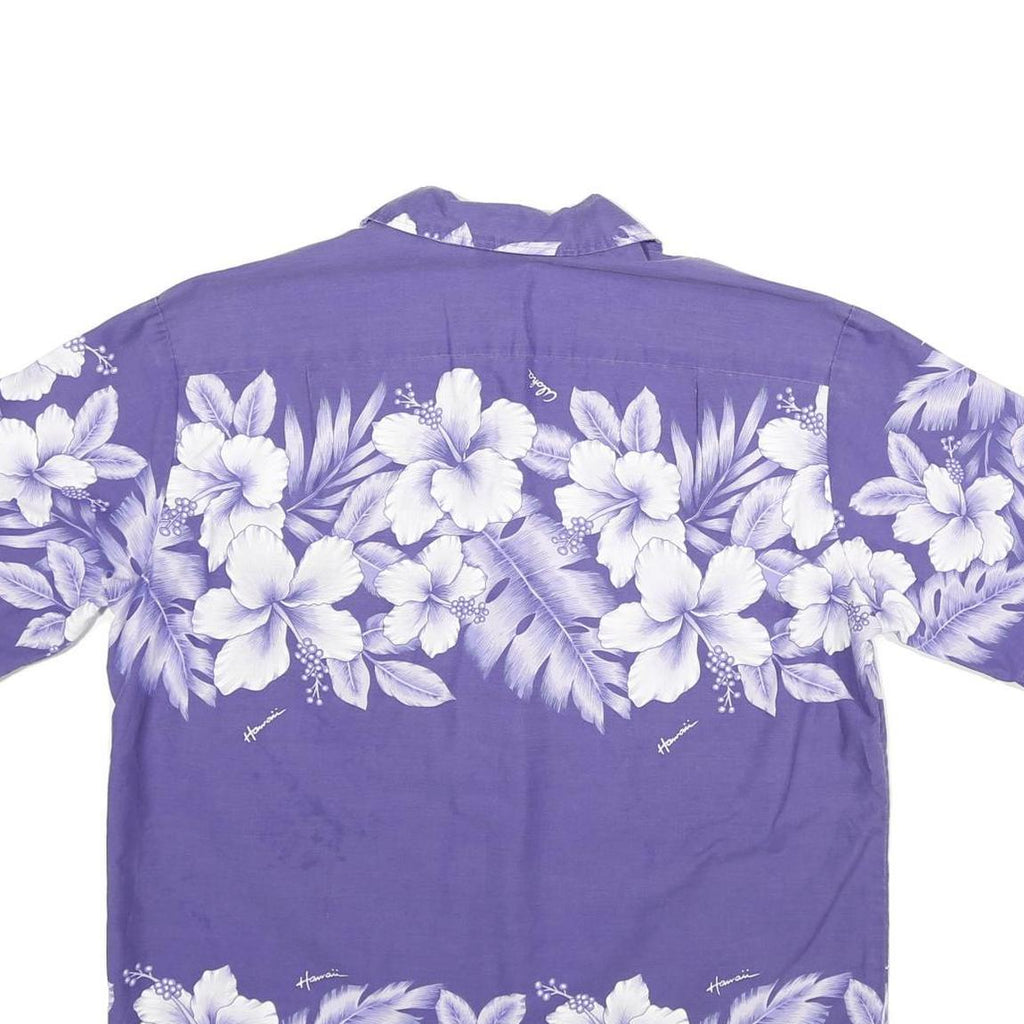 KALENA FASHIONS Mens Purple & White Hawaiian Shirt L Summer Floral Print