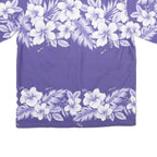 KALENA FASHIONS Mens Purple & White Hawaiian Shirt L Summer Floral Print