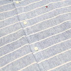 TOMMY HILFIGER Mens Blue & White Striped Linen Blend Shirt XL Casual Button-Down