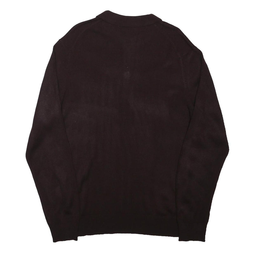 FRENCH CONNECTION Mens Maroon Cotton Blend Long Sleeve Plain XL Polo Shirt