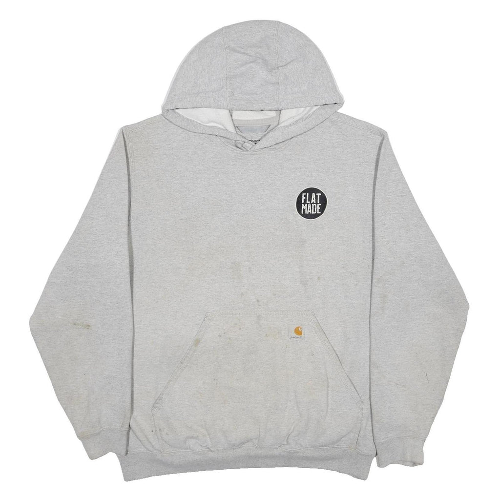 CARHARTT Mens Grey Hoodie L Flatmade Concrete Print Cotton Blend