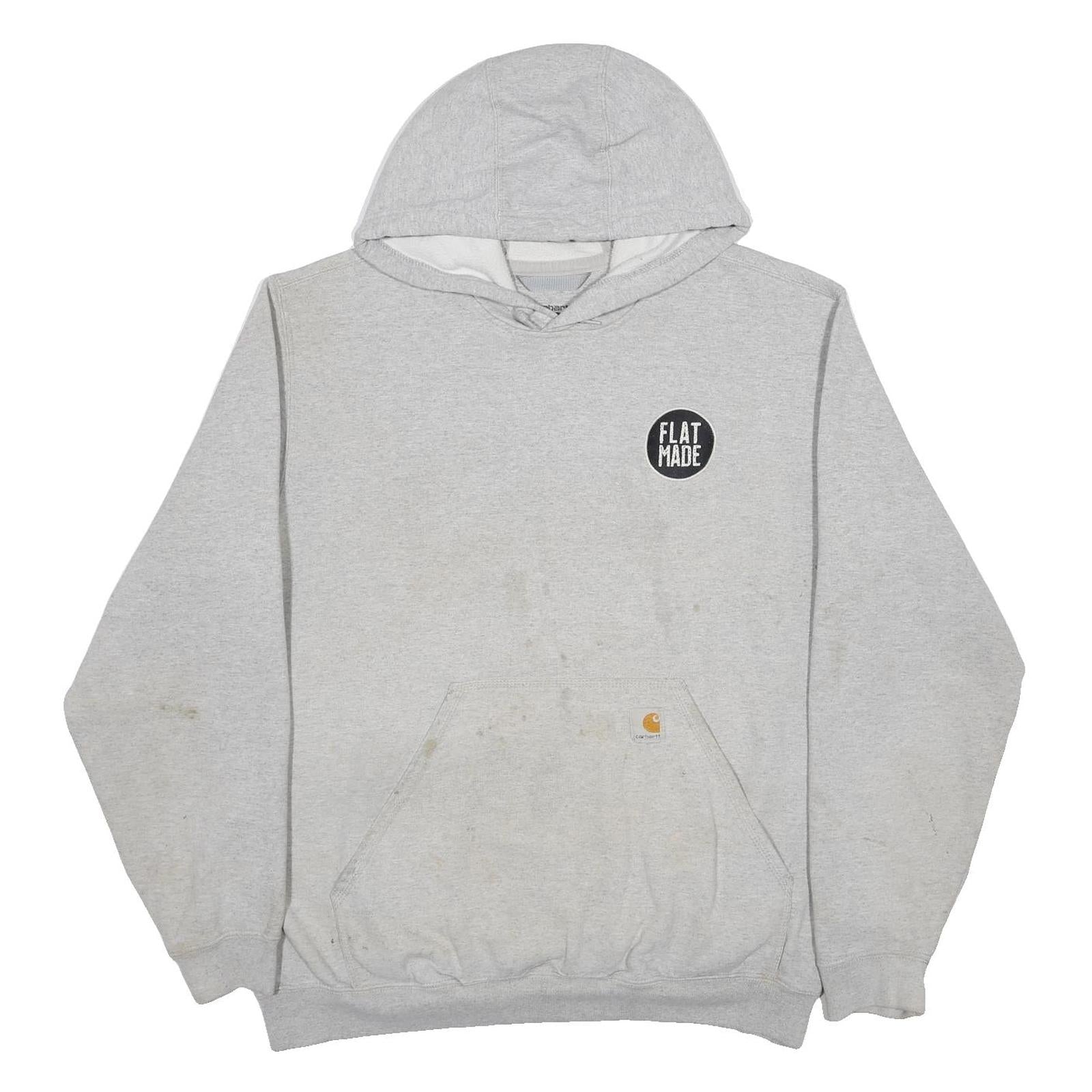 CARHARTT Mens Grey Hoodie L Flatmade Concrete Print Cotton Blend