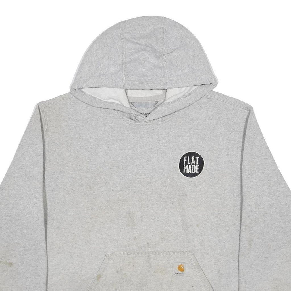 CARHARTT Mens Grey Hoodie L Flatmade Concrete Print Cotton Blend