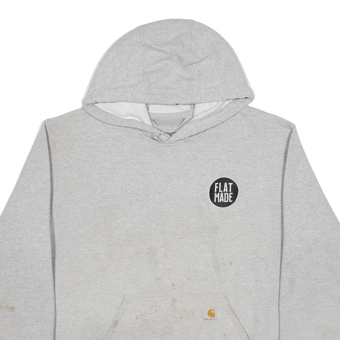 CARHARTT Mens Grey Hoodie L Flatmade Concrete Print Cotton Blend