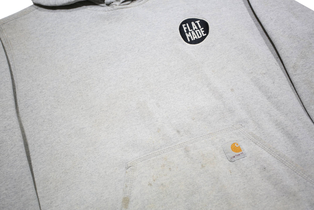 CARHARTT Mens Grey Hoodie L Flatmade Concrete Print Cotton Blend