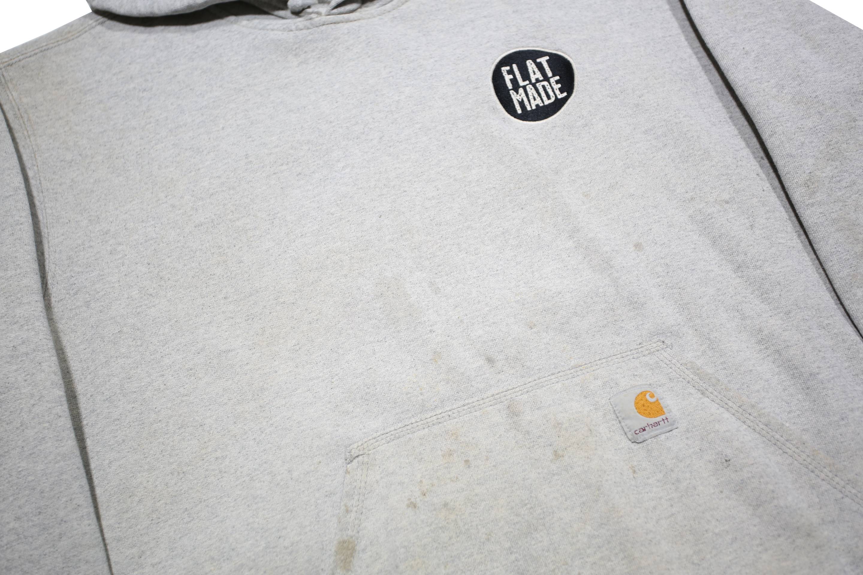 CARHARTT Mens Grey Hoodie L Flatmade Concrete Print Cotton Blend