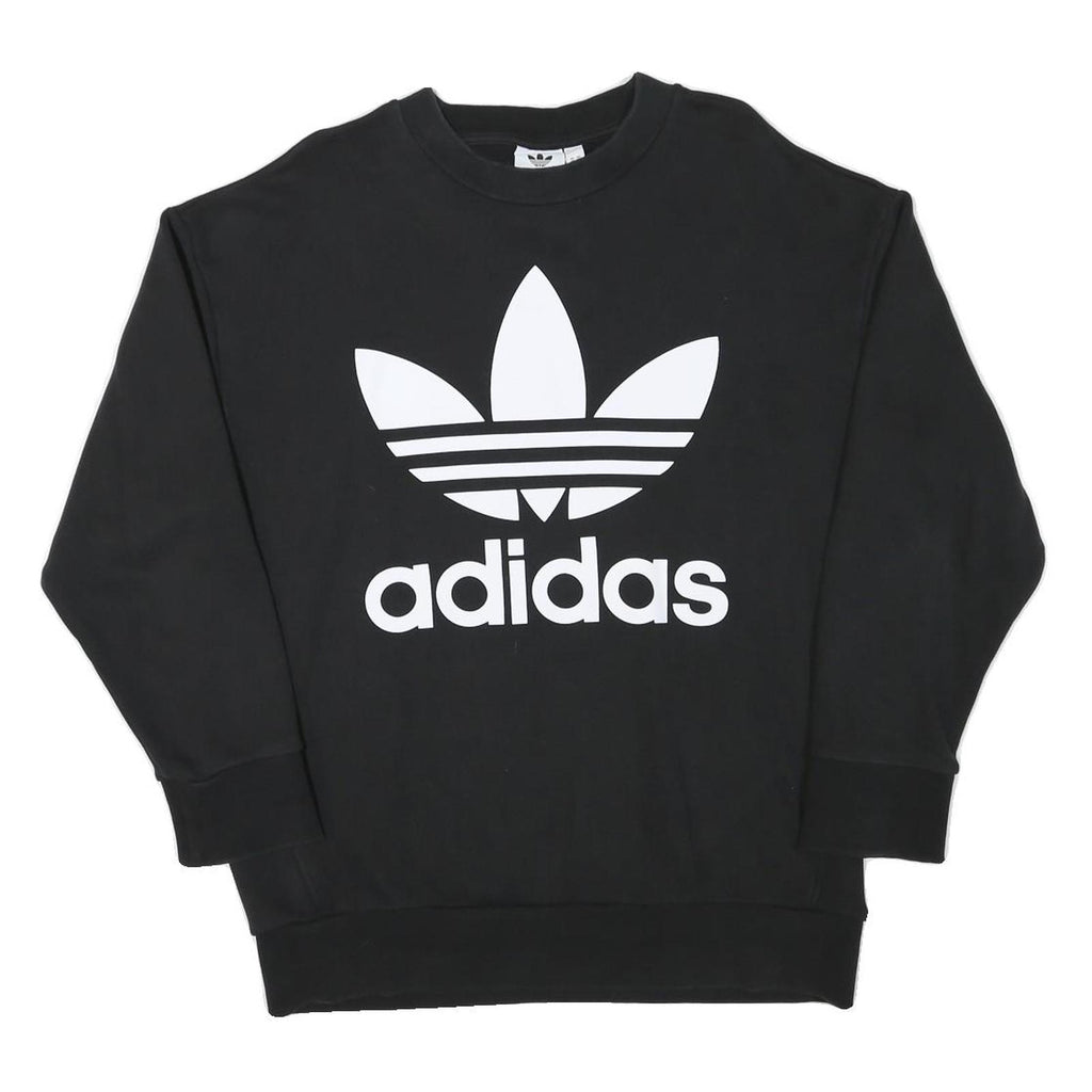 ADIDAS Mens Black Crew Neck XS Cotton Blend Casual Sweatshirt Pullover