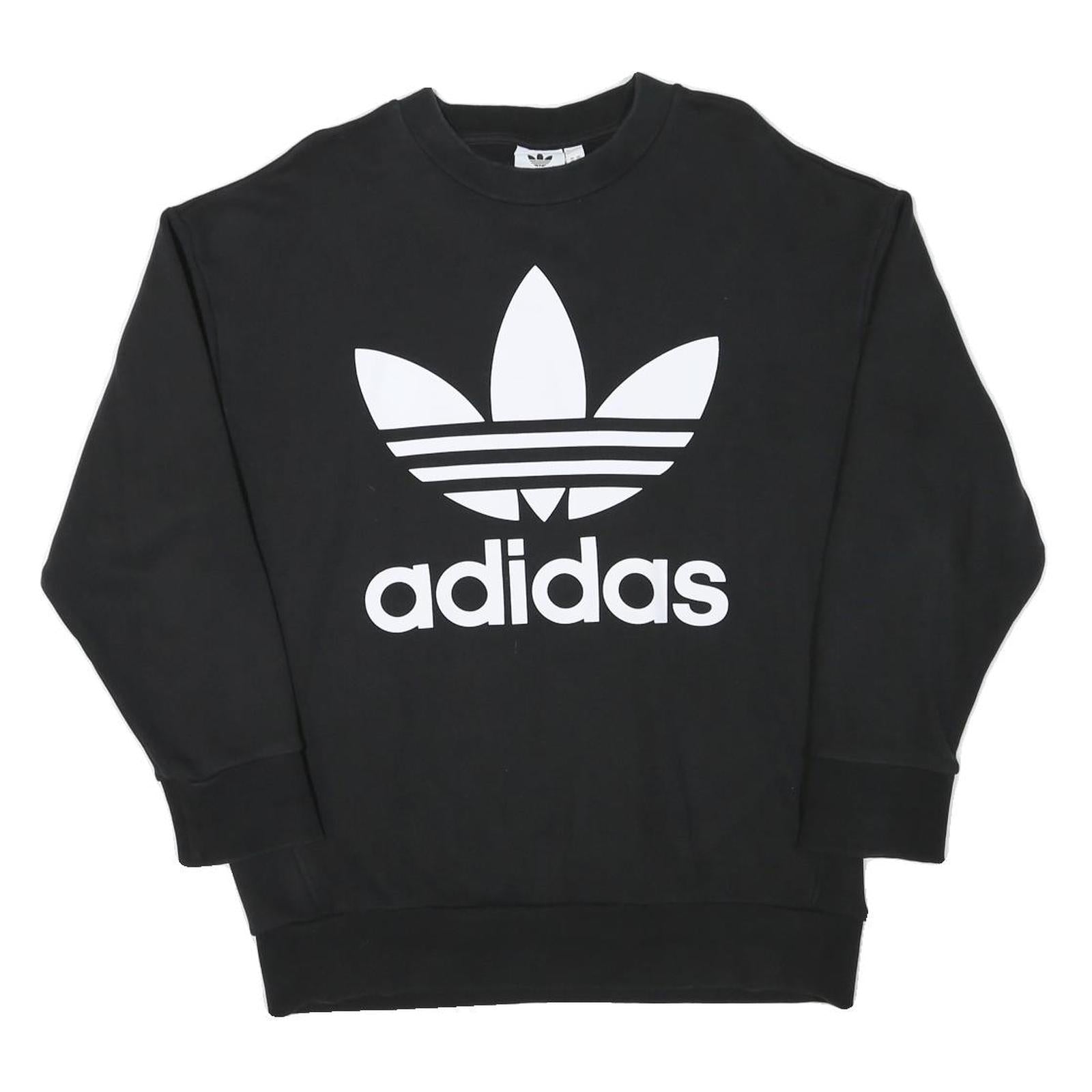 ADIDAS Mens Black Crew Neck XS Cotton Blend Casual Sweatshirt Pullover