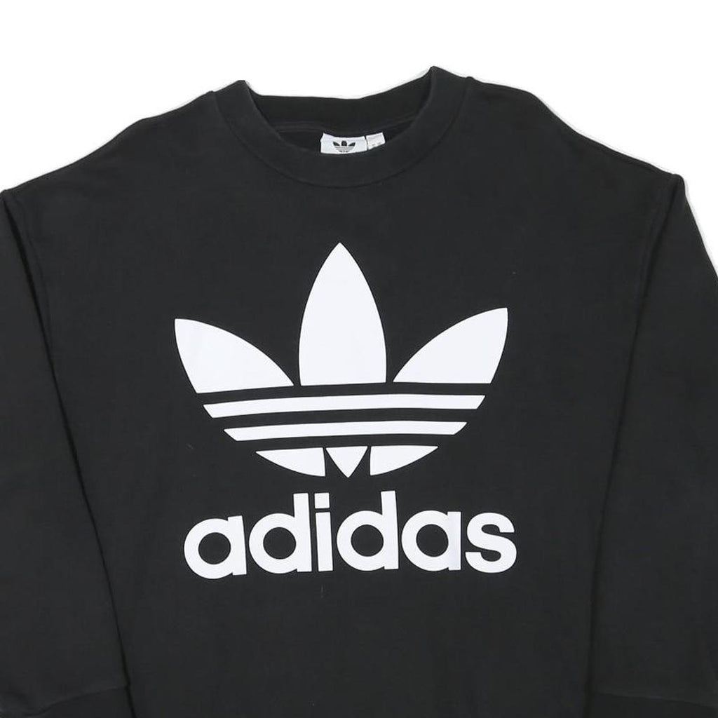 ADIDAS Mens Black Crew Neck XS Cotton Blend Casual Sweatshirt Pullover