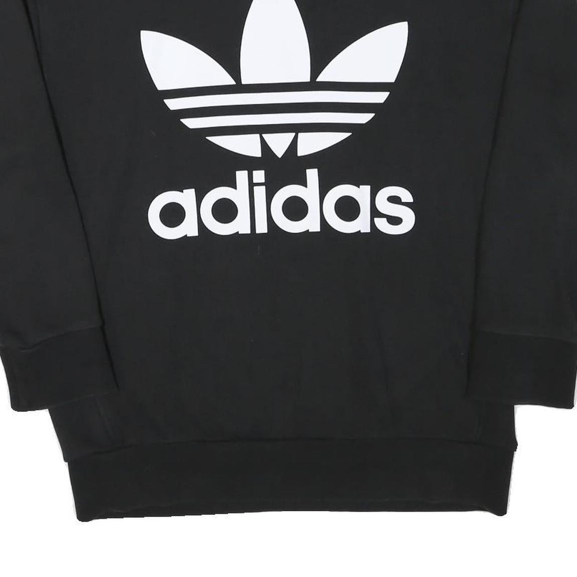 ADIDAS Mens Black Crew Neck XS Cotton Blend Casual Sweatshirt Pullover