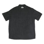 CANDA Mens Black Polyester Blend Casual Shirt L Button Front Relaxed Fit