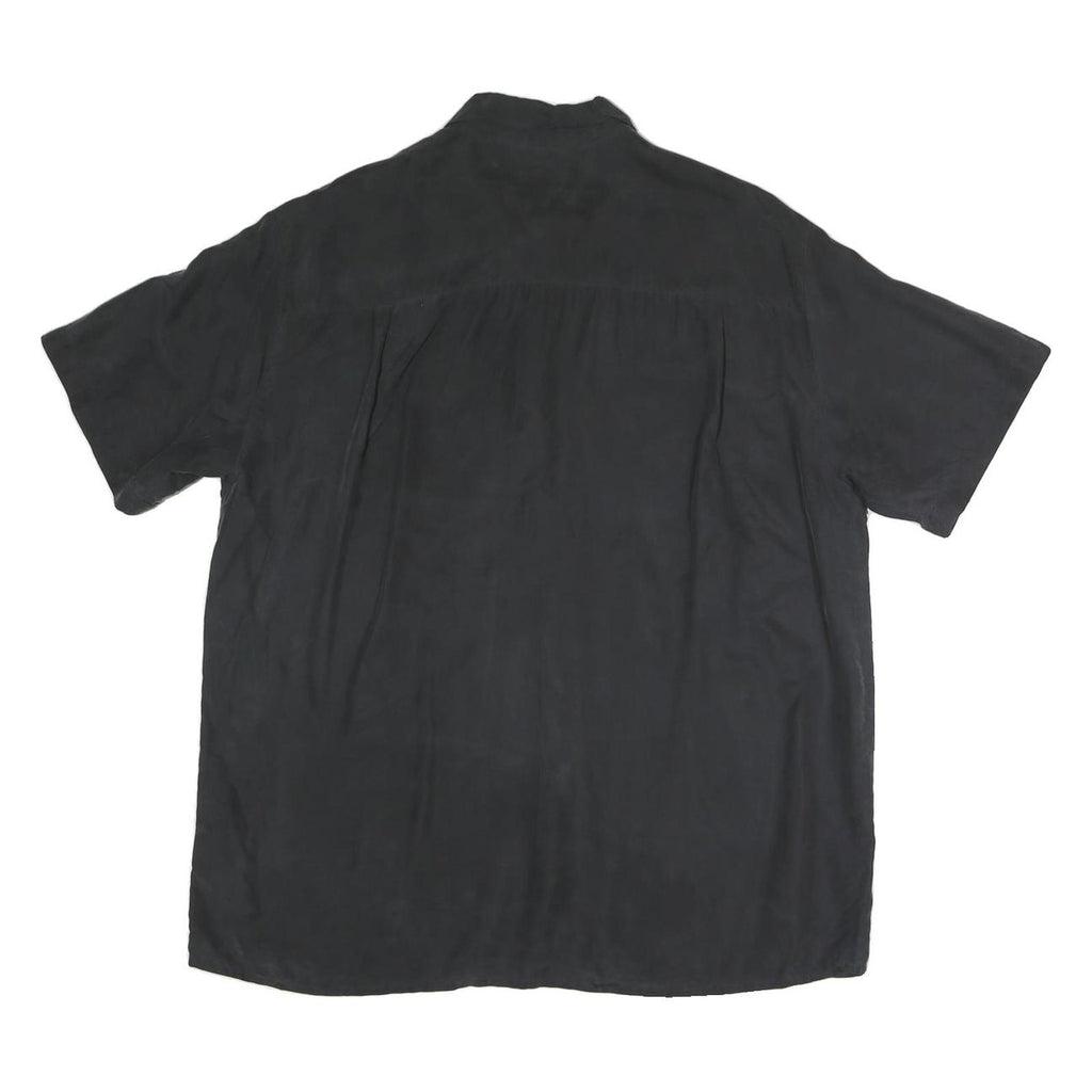 CANDA Mens Black Polyester Blend Casual Shirt L Button Front Relaxed Fit