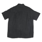 CANDA Mens Black Polyester Blend Casual Shirt L Button Front Relaxed Fit