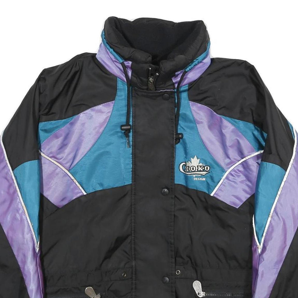 CHOKO Womens Black & Purple Nylon Jacket M Zip Plain Casual Outdoor