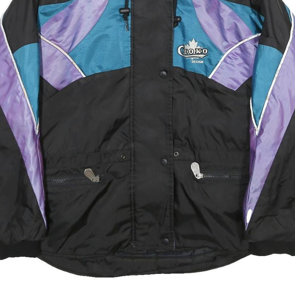 CHOKO Womens Black & Purple Nylon Jacket M Zip Plain Casual Outdoor