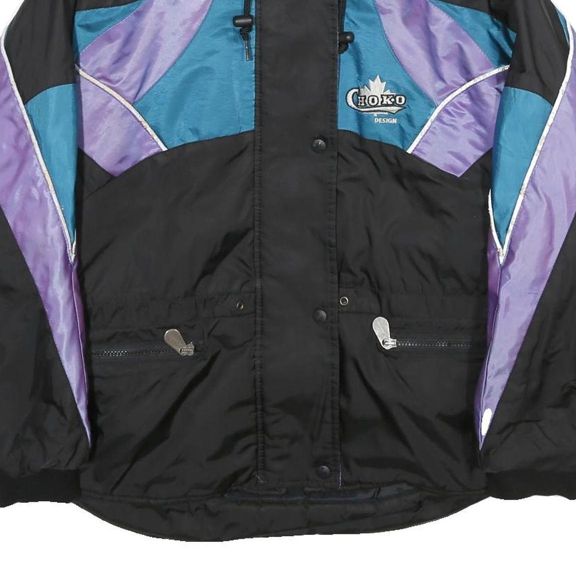 CHOKO Womens Black & Purple Nylon Jacket M Zip Plain Casual Outdoor