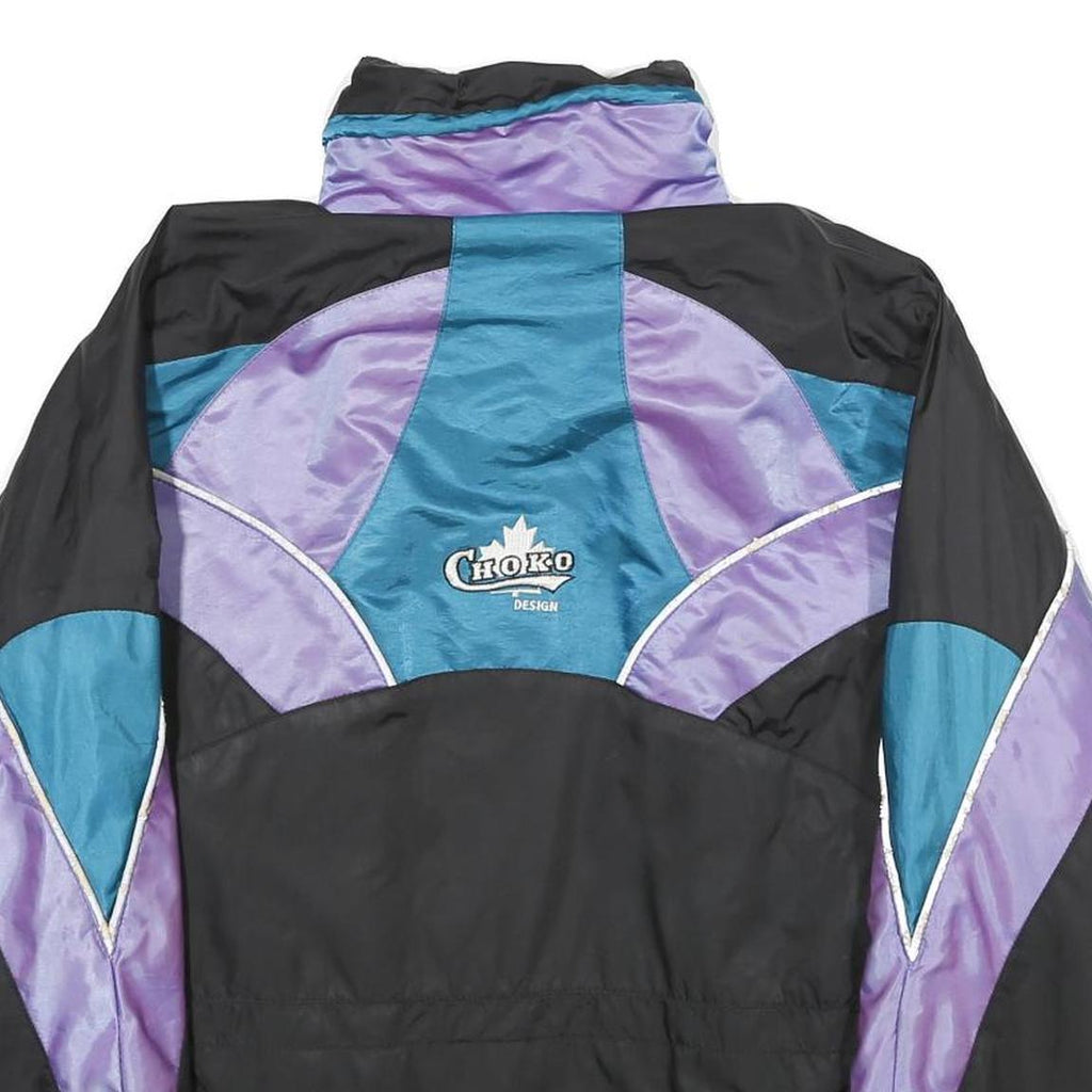 CHOKO Womens Black & Purple Nylon Jacket M Zip Plain Casual Outdoor