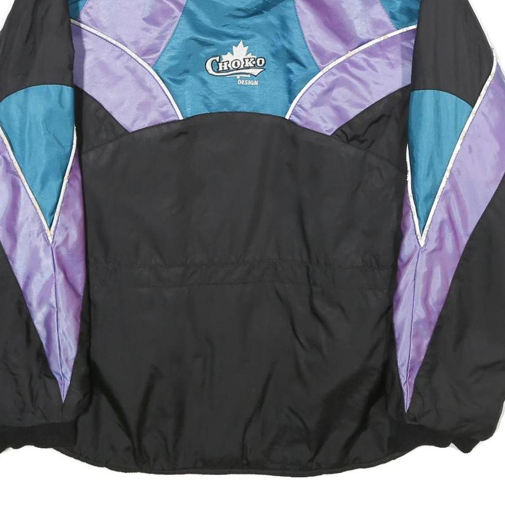 CHOKO Womens Black & Purple Nylon Jacket M Zip Plain Casual Outdoor