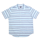 TOMMY HILFIGER Mens Blue & Grey Striped Shirt 2XL Cotton Blend Casual Summer