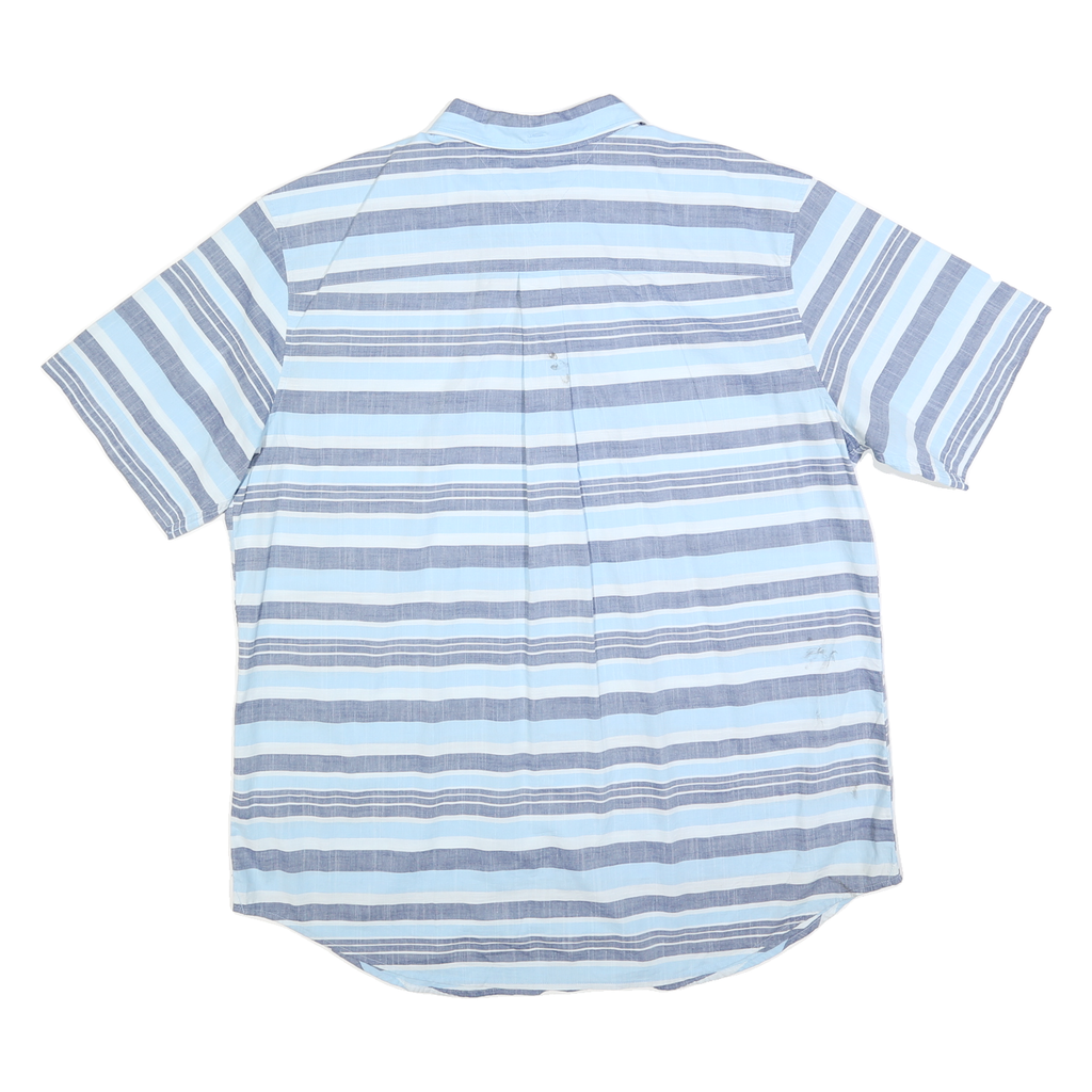 TOMMY HILFIGER Mens Blue & Grey Striped Shirt 2XL Cotton Blend Casual Summer
