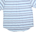 TOMMY HILFIGER Mens Blue & Grey Striped Shirt 2XL Cotton Blend Casual Summer