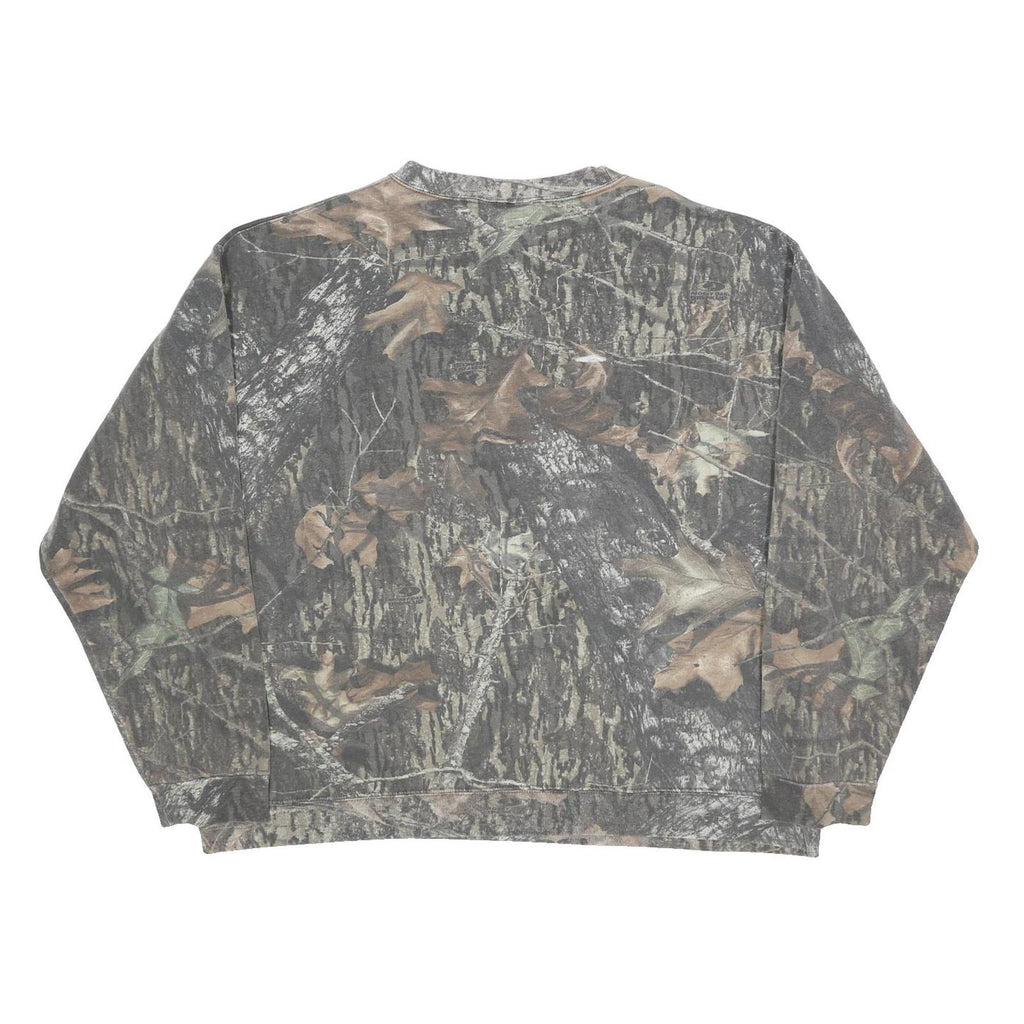 JERZEES Mens Brown Camouflage Crew Neck 2XL Cotton Blend Casual Sweatshirt