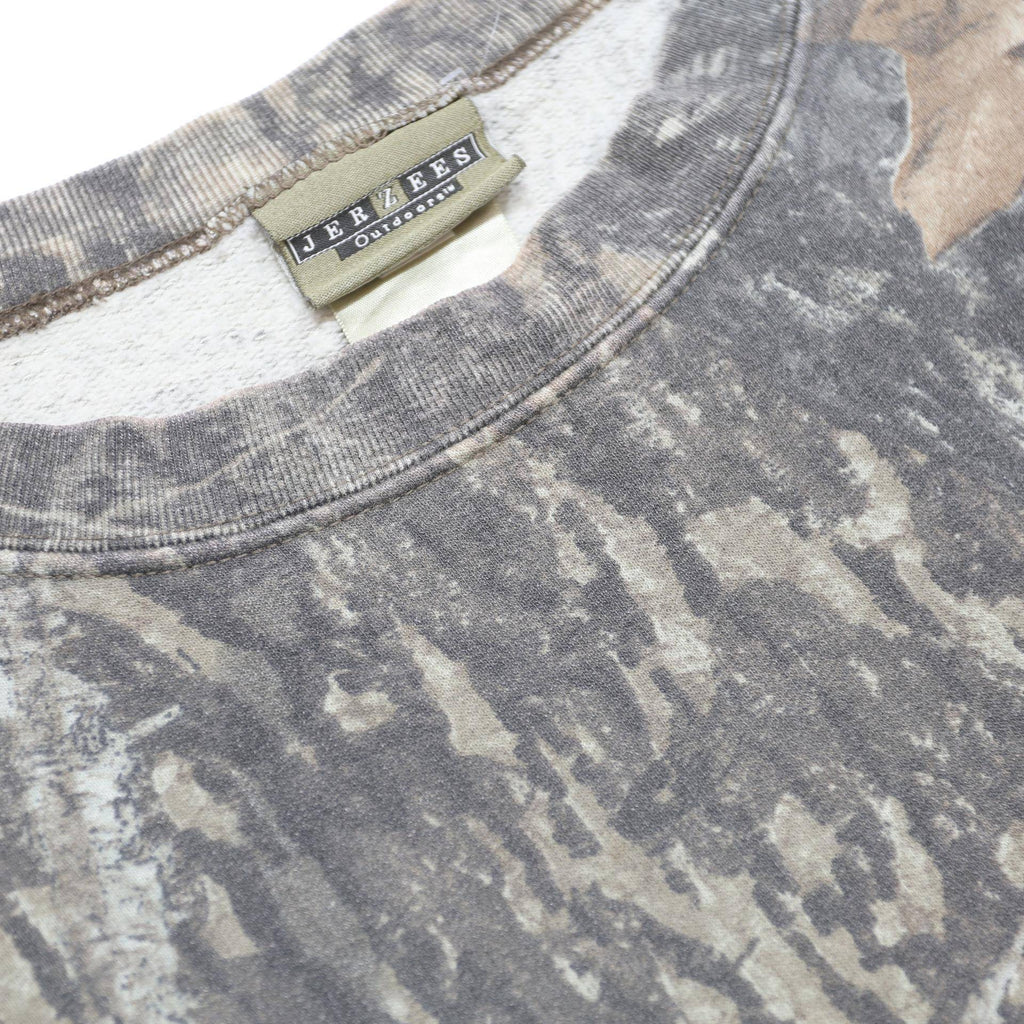 JERZEES Mens Brown Camouflage Crew Neck 2XL Cotton Blend Casual Sweatshirt