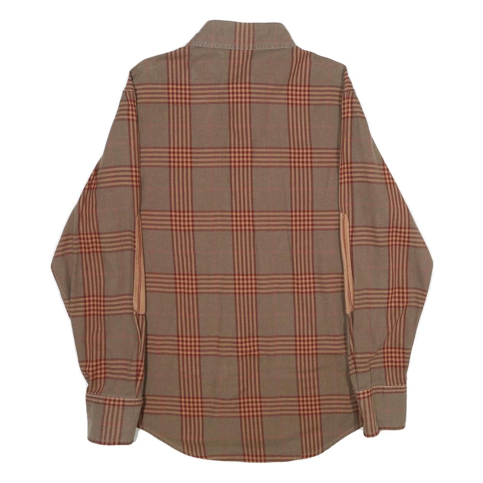 BOSS HUGO BOSS Mens Brown & Orange Check Shirt M Long Sleeve Cotton Casual