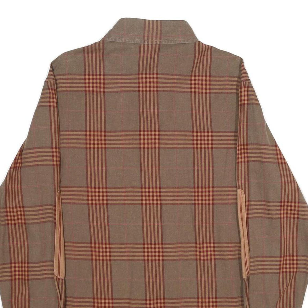 BOSS HUGO BOSS Mens Brown & Orange Check Shirt M Long Sleeve Cotton Casual