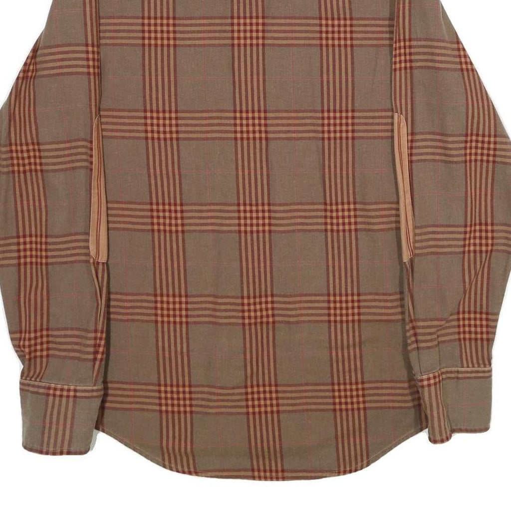 BOSS HUGO BOSS Mens Brown & Orange Check Shirt M Long Sleeve Cotton Casual