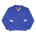 ADIDAS Boys Blue & White Stripe Nylon Jacket L Zip Sportswear