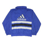 ADIDAS Boys Blue & White Stripe Nylon Jacket L Zip Sportswear