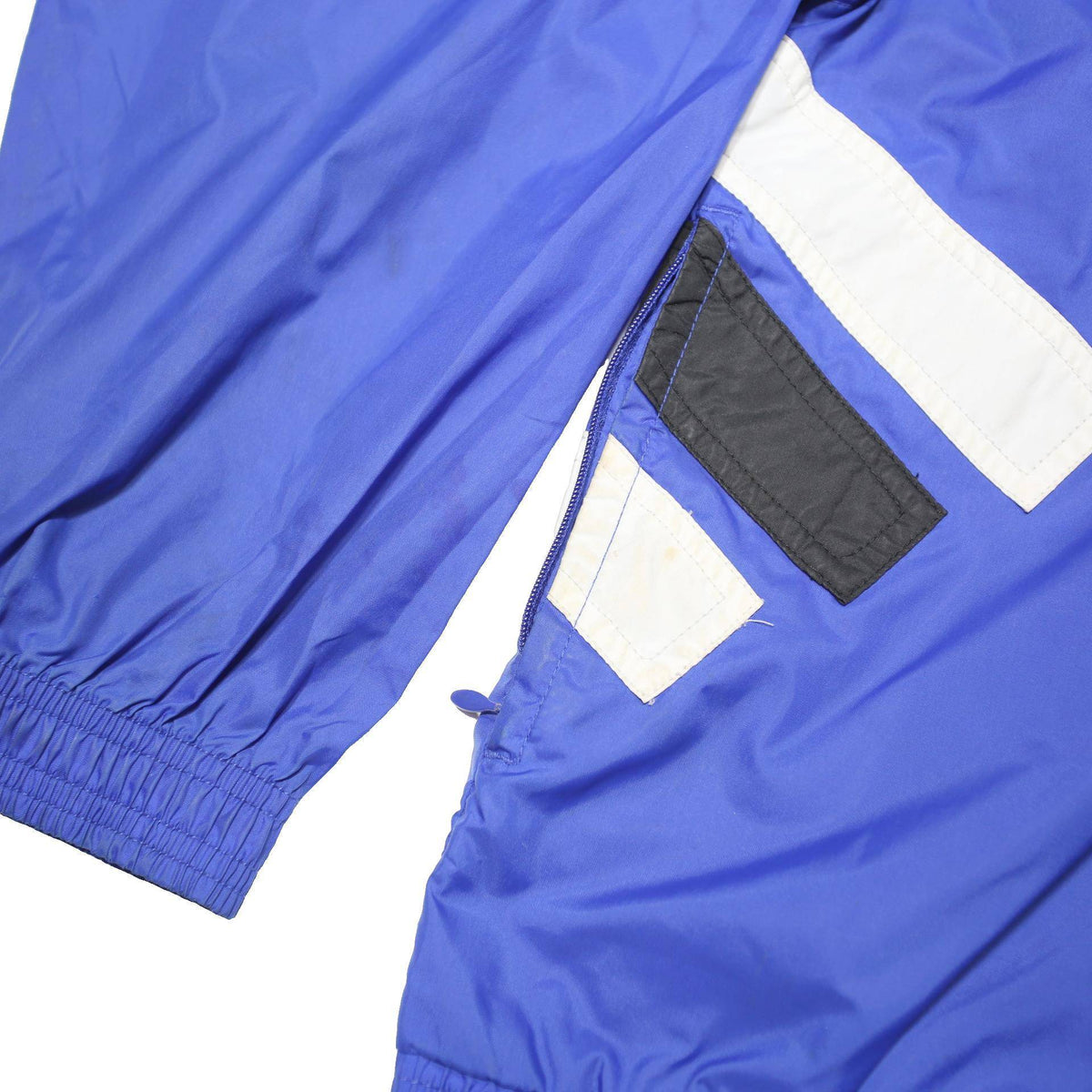 ADIDAS Boys Blue & White Stripe Nylon Jacket L Zip Sportswear