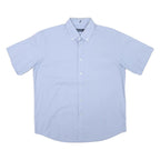NAUTICA Mens Blue Cotton Blend Short Sleeve Shirt L Button Down Casual