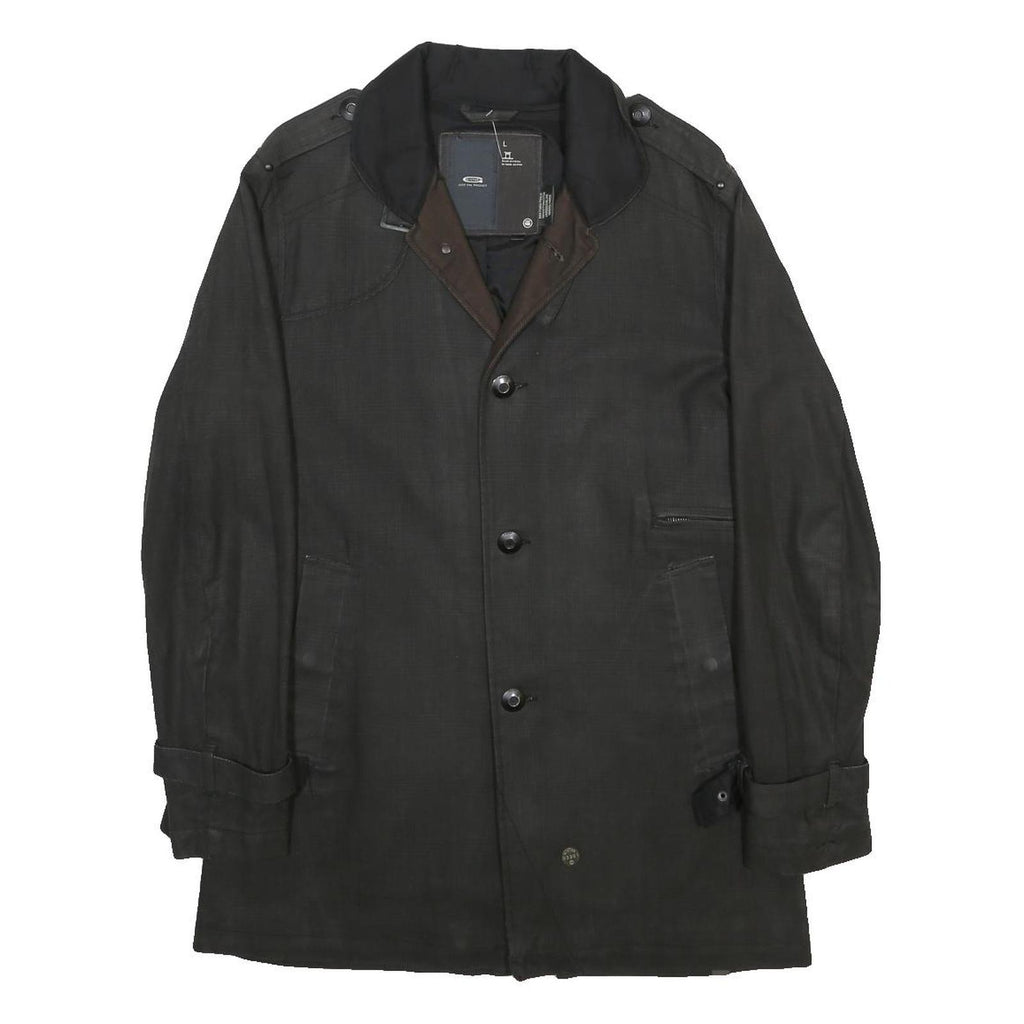 G-STAR Womens Black Cotton Classic Jacket L Button Closure Plain Smart Casual