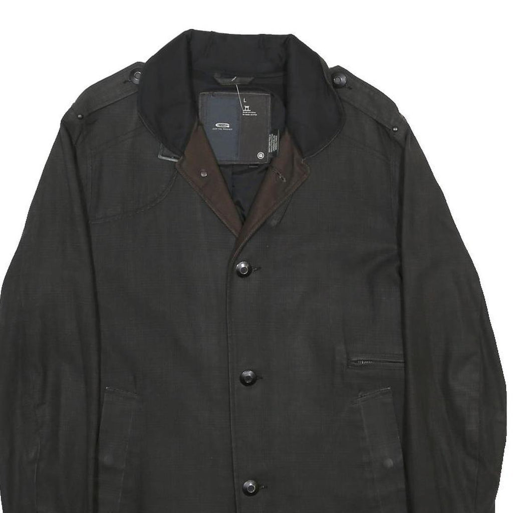 G-STAR Womens Black Cotton Classic Jacket L Button Closure Plain Smart Casual