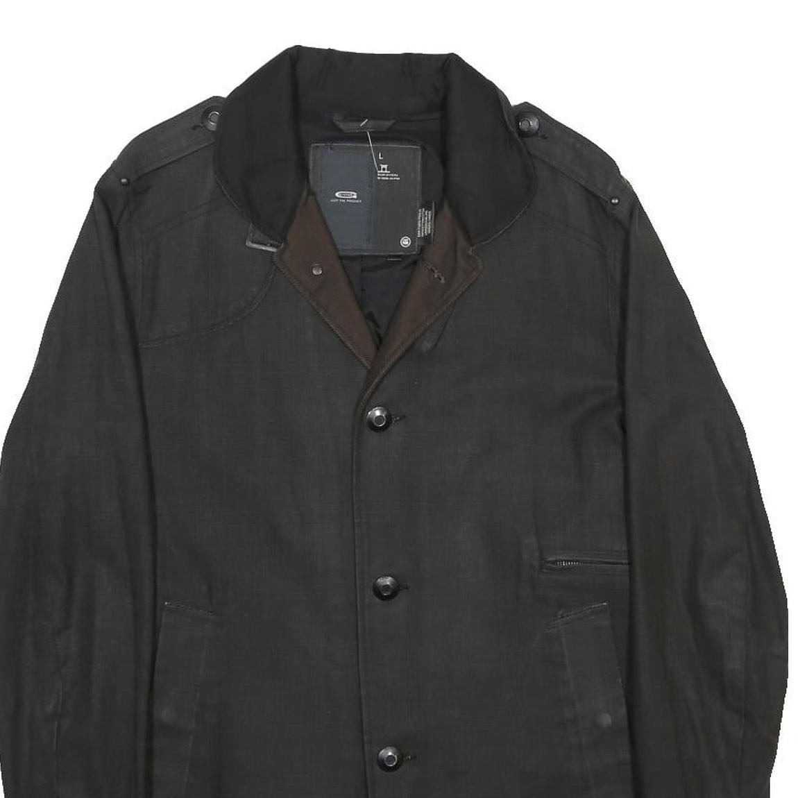 G-STAR Womens Black Cotton Classic Jacket L Button Closure Plain Smart Casual