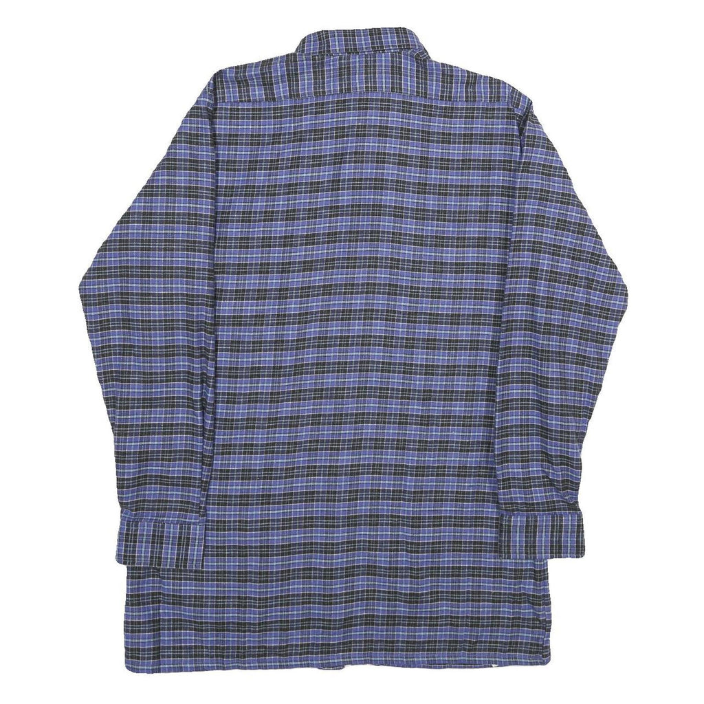 MIGROS Mens Blue & Black Check Shirt M Cotton Long Sleeve Casual Button
