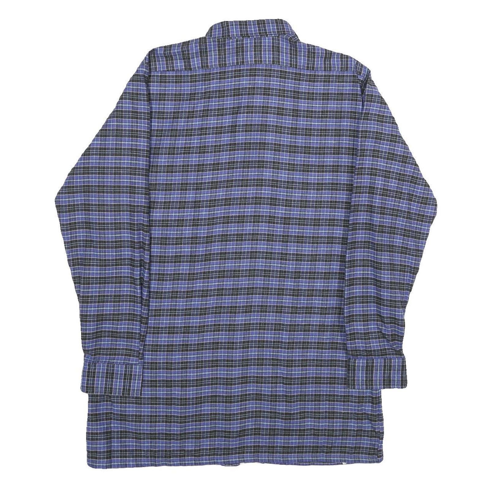 MIGROS Mens Blue & Black Check Shirt M Cotton Long Sleeve Casual Button