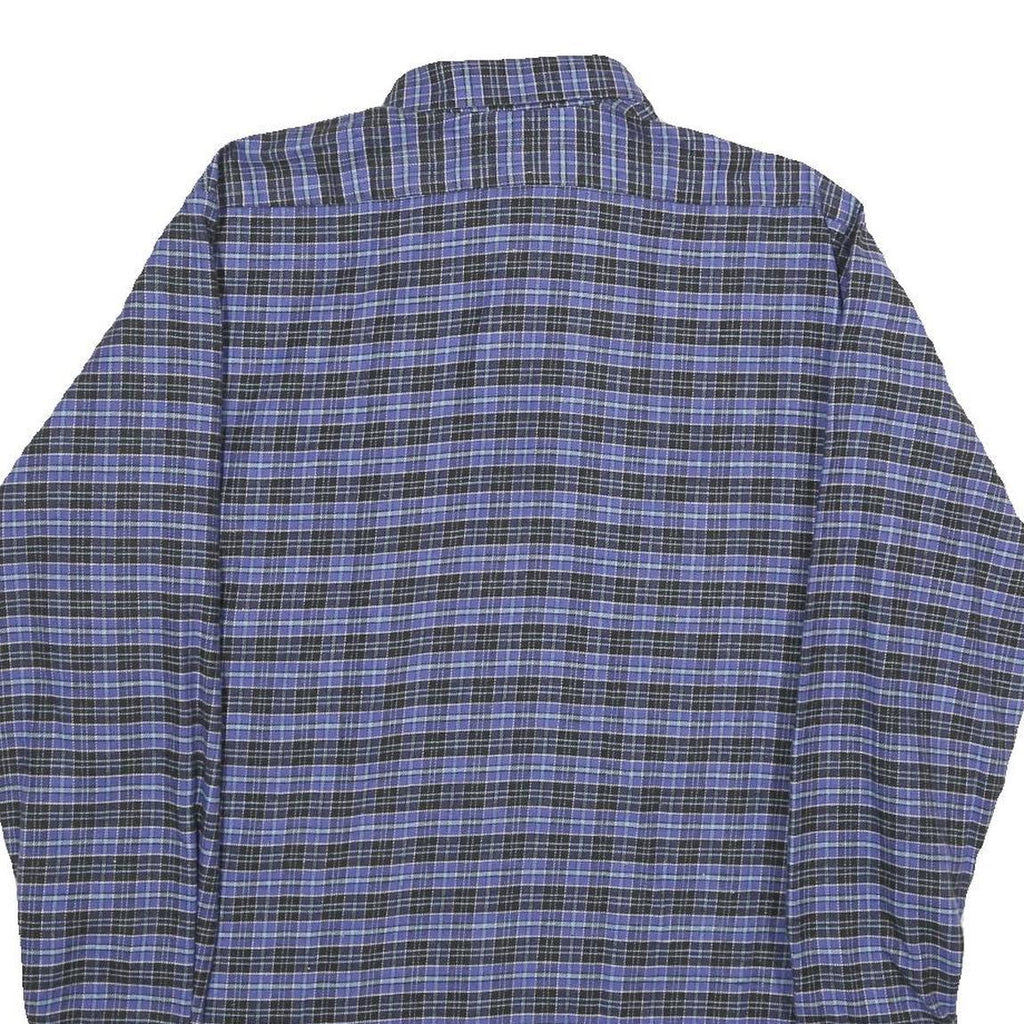 MIGROS Mens Blue & Black Check Shirt M Cotton Long Sleeve Casual Button