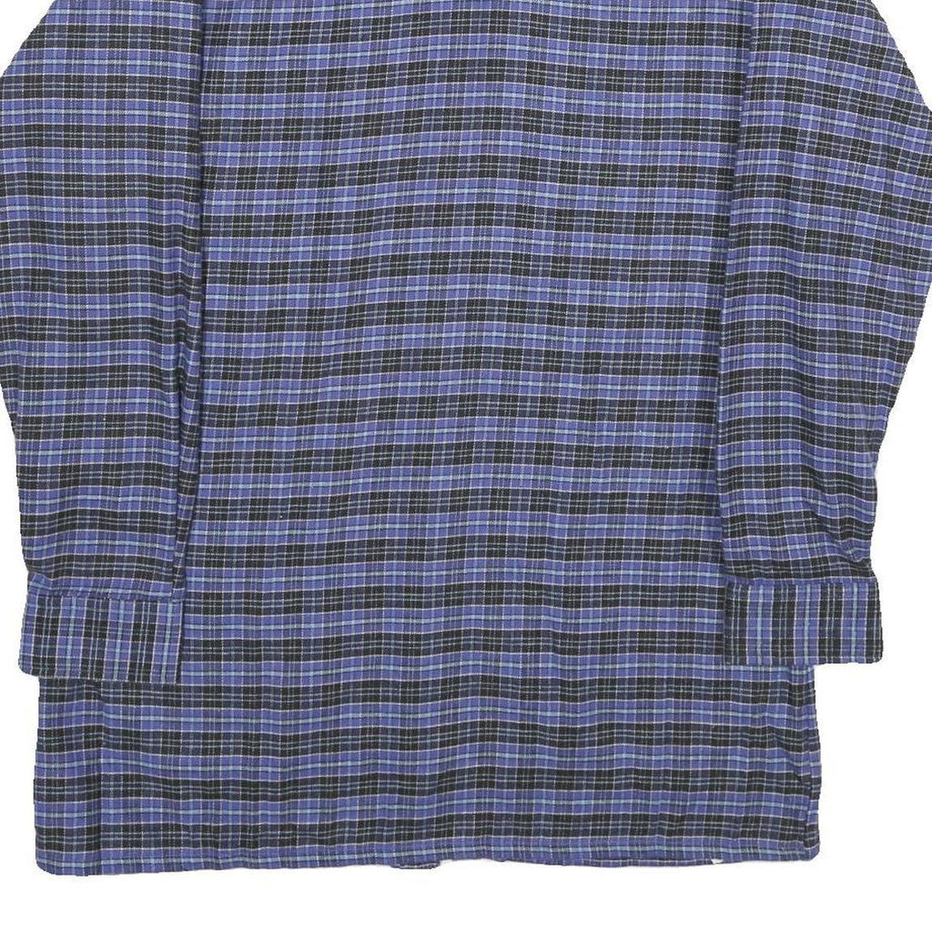 MIGROS Mens Blue & Black Check Shirt M Cotton Long Sleeve Casual Button