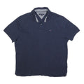 TOMMY HILFIGER Mens Navy Blue Polo Shirt L Cotton Blend Short Sleeve Classic