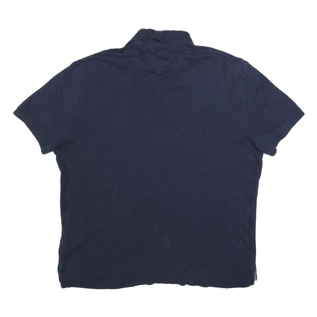 TOMMY HILFIGER Mens Navy Blue Polo Shirt L Cotton Blend Short Sleeve Classic