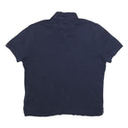 TOMMY HILFIGER Mens Navy Blue Polo Shirt L Cotton Blend Short Sleeve Classic