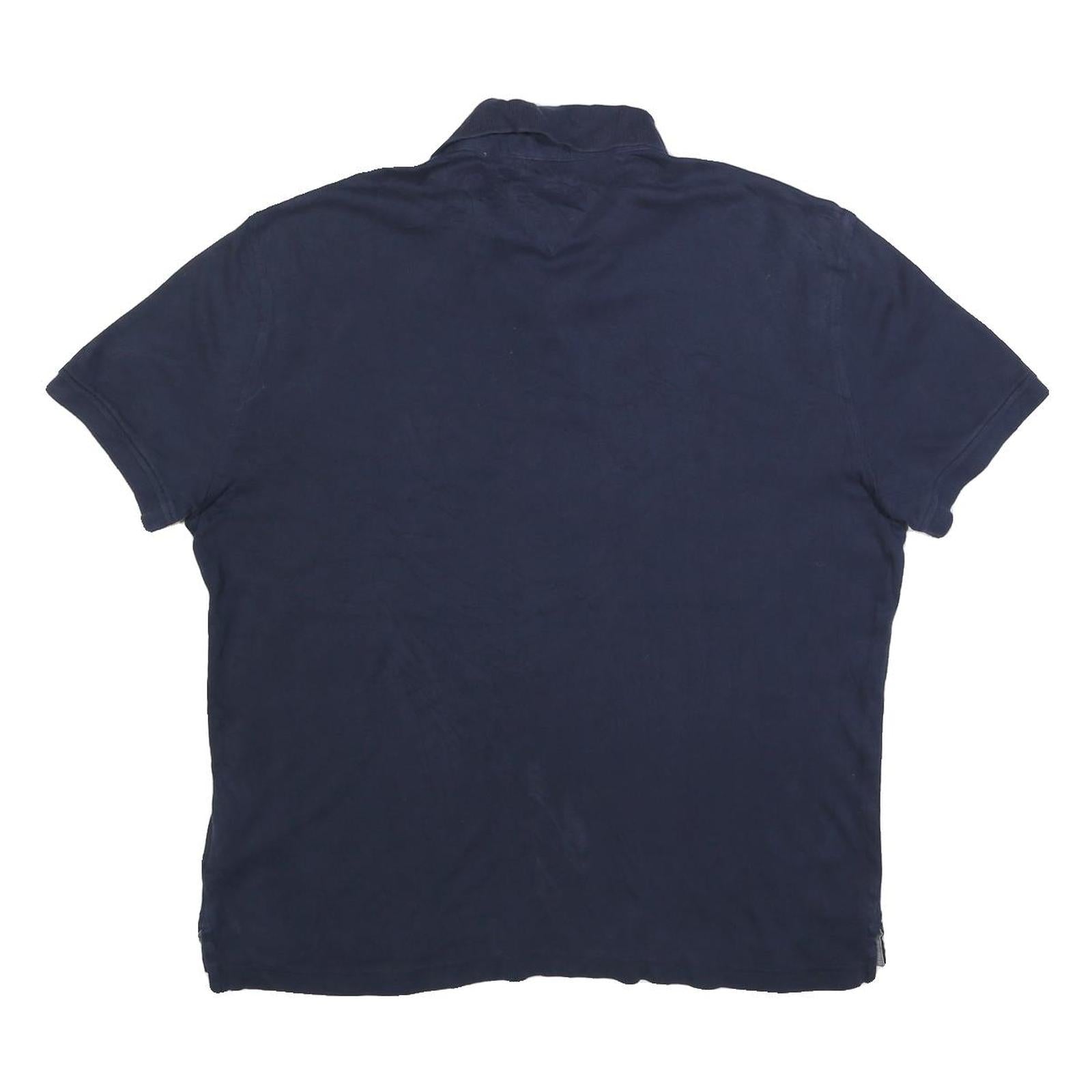 TOMMY HILFIGER Mens Navy Blue Polo Shirt L Cotton Blend Short Sleeve Classic