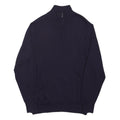 JOSEPH TURNER Womens Navy Plain Wool Pullover Jumper Half Zip L