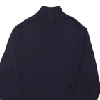 JOSEPH TURNER Womens Navy Plain Wool Pullover Jumper Half Zip L