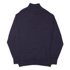 JOSEPH TURNER Womens Navy Plain Wool Pullover Jumper Half Zip L